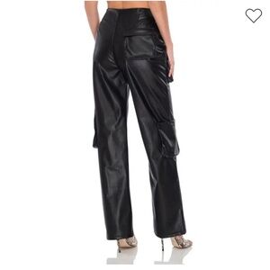 AFRM high rise faux leather skinny cargo pants in black